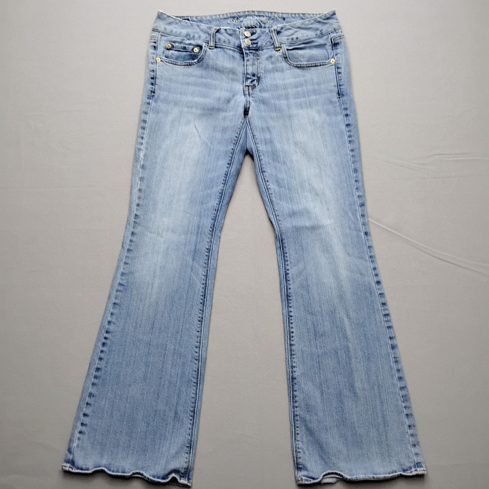American Eagle Artist Flare Jeans Light Wash Stretch Denim Womens 12 Regular